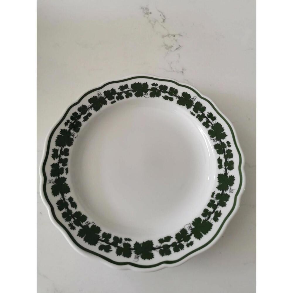 Rare Meissen Green Leaf Ivy Vine Bread Plate Mint 1934 Crossed Swords 7 1/8"